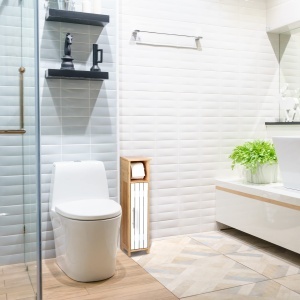 Suport pentru hartie igienica Relaxdays, MDF si Bambus, 71x18x20 cm, albmaro - Img 2