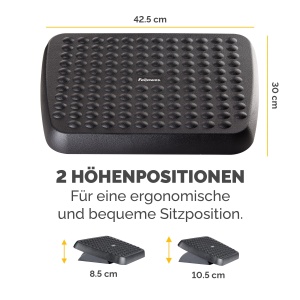 Suport pentru picioare Fellowes Standard, reglabil pe 2 inaltimi, cu platforma liber mobila, fabricat din plastic reciclat, perfect pentru birou si birou de acasa, culoare: negru - Img 4