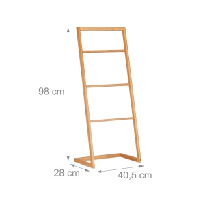 Suport pentru prosoape Relaxdays, 4 suporturi, bambus, 100x40x30cm, natural - Img 4