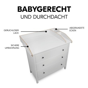 Suport pentru schimbat hauck Combine N Change, alb, din lemn FSC, 108 x 50 cm - Img 4