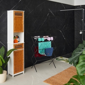 Suport rufe Relaxdays, 11 tije, 6 niveluri, metal, negru, 105x73x37 cm - Img 3