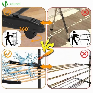 Suport rufe VOUNOT cu 3 etaje, 20m lungime, 27kg capacitate, cu roti - Img 5