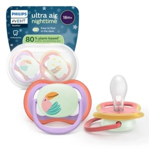Suzete Philips Avent Ultra Air Nighttime SCF37633 BPA Free Luminoase 18 luni Set 2 bucati