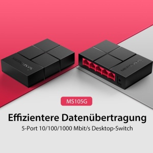 Switch de retea Mercusys MS105G, 5 porturi Gigabit, Plug and Play, compact - Img 2