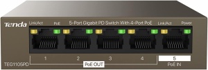 Switch PoE Tenda TEG1105PD, 5-Port Gigabit, Fara Alimentare Externa