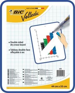 Tablita alba BIC Velleda, dublu fata, 44 x 55 cm, calitate superioara
