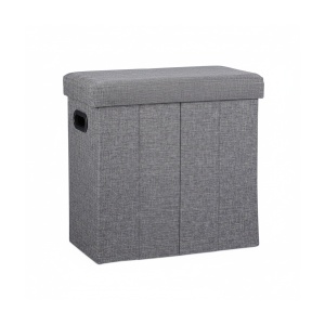 Taburet pliabil Relaxdays cu spatiu de depozitare, 49,5 x 46 x 25,5 cm, gri - Img 8