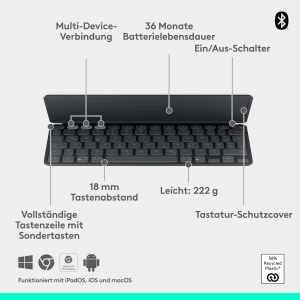 Tastatura Bluetooth Logitech Keys-To-Go 2, portabila, cu protectie, compatibila cu toate sistemele - Img 6