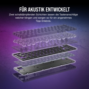 Tastatura de gaming cu fir optico-mecanica Corsair K65 PRO Mini RGB 65% - Comutatoare liniare OPX - Taste PBT Double-Shot - Compatibil iCUE - PC, PS5, PS4, Xbox - QWERTZ UK - Negru - Img 5