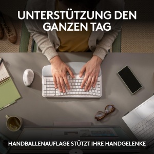 Tastatura ergonomica Logitech Wave Keys, wireless, alba, cu suport pentru incheieturi - Img 4