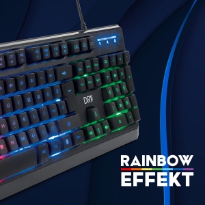 Tastatura ergonomica pentru jocuri DR1TECH Puma cu iluminare de fundal LED pentru PC/PS4 - 104 taste cu rollover cu 6 taste - Tastatura USB cu cablu (QWERTY International Layout) - Img 4