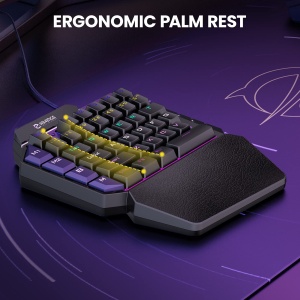 Tastatura mecanica de gaming RGB cu o singura mana Hiwings, comutator albastru, mini tastatura portabila pentru jocuri cu suport pentru incheietura mainii, iluminare curcubeu RGB, 38 de taste, negru - Img 5