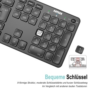 Tastatura Wireless Arteck, QWERTZ, 6 luni autonomie, design ergonomic - Img 3