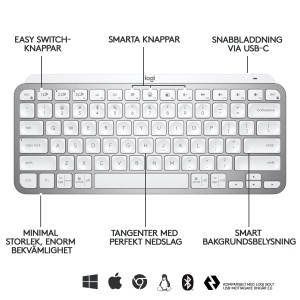 Tastatura Wireless Logitech MX Keys Mini, Culoare Gri Deschis, QWERTY - Img 6