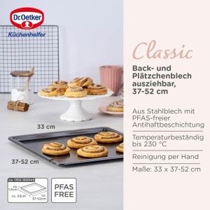 Tava de copt Dr. Oetker Classic extensibila 37-52 cm, antiaderenta, otel, made in Germany - Img 3