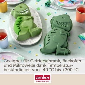 Tava de copt Silikon Zenker Dinosaurier, 24 x 16,5 x 5 cm, Platin Silikon - Img 5