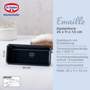 Tava de paine Dr. Oetker 25 cm emailat Back-Liebe - Tava de copt rezistenta la taiere si zgarieturi cu email - Cutie de 25 tava de copt pentru paine in albastru inchis - Img 2