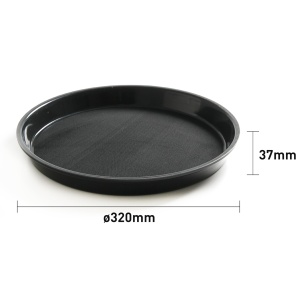 Tava de servire HENDI, rotunda, cu margine inalta, strat de cauciuc antiderapant, rezistenta la socuri si rupere, Tava Gastro, tava, o320x(H) 37mm, polipropilena, neagra - Img 2