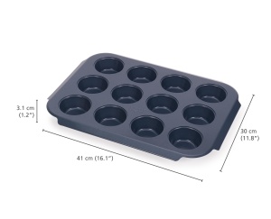 Tava pentru briose Joseph Joseph Nest Bake 12 cupe otel carbon antiaderenta design compact - Img 4