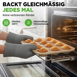 Tava pentru muffins NutriChef 2 seturi, 24 forme, antiaderent, 35x26cm - Img 6