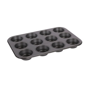 Tava pentru Muffins Zenker Pure 12 bucati, antiaderenta, otel, neagra - Img 2