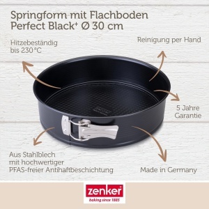 Tava pentru tort Zenker Perfect Black 30 cm, otel cu antiaderent, rezistenta la 230 C - Img 3