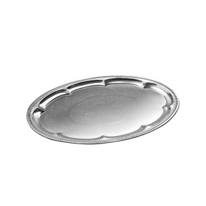 Tavita ovala APS 00391, 46 x 34 cm, metal vernickelat, cu margine decorativa