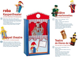 Teatru de papusi Kasperletheater din lemn masiv, cu 6 papusi de mana, 120x66x39 cm - Img 3