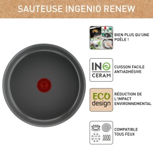 Tefal Ingenio Renew L2603502 Tigaie 24 cm Antiaderenta Aluminiu Reciclat Compatibila Inductie - Img 2