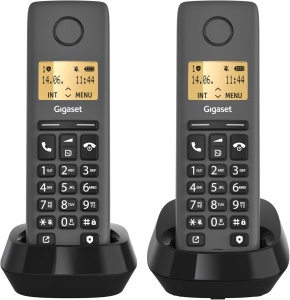 Telefon fix Gigaset Pure 120 Duo - 2 aparate, antracit, cu afisaj iluminat