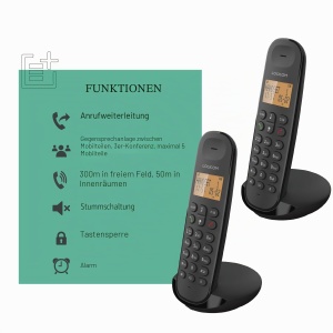 Telefon fix Logicom Iloa 250 Duo - 2 mobilteile, freisprech, 300 m, negru - Img 4