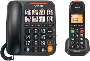 Telefon fix si mobil VTech CL6550, cu anuntare vizuala, 8 taste foto, compatibil cu aparate auditive