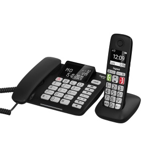 Telefon Gigaset DL780 Plus cu mobil, extralaut, compatibil cu aparate auditive, negru