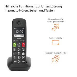 Telefon wireless Gigaset E290HX compatibil routere DECT display si taste mari negru - Img 4