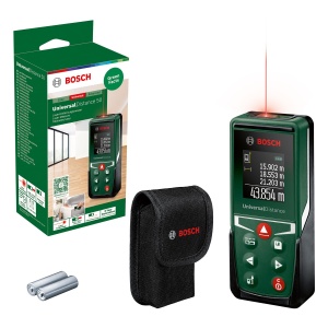 Telemetru laser Bosch UniversalDistance 50 (masurarea precisa a distantelor de pana la 50 m, functii de masurare, functie de memorie, intr-o cutie)