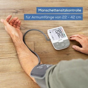 Tensiometru Beurer BM 53, fabricat in Europa, validat clinic, detectarea fibrilatiei atriale (AFib) pentru prevenirea accidentului vascular cerebral, cu indicator de risc, pentru circumferinta bratului de 22-42 cm, afisaj XL - Img 5