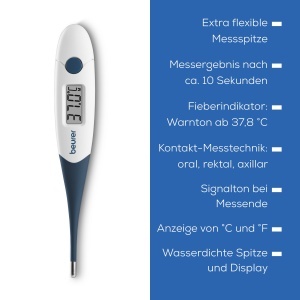 Termometru digital Beurer FT 17, cu varf flexibil, masurare rapida in 10 secunde, albastru-alb - Img 6