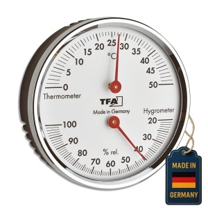 Termometru-Higrometru TFA Dostmann 45.2041.42 cu inel metalic, argintiu