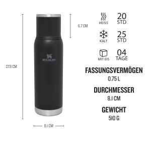 Termos din otel Stanley Adventure To-Go 0.75L - Negru, Izolatie Vakuum - Img 2