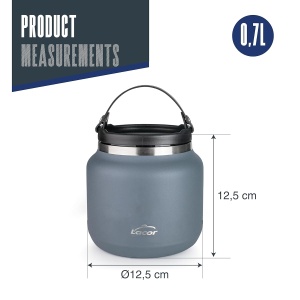 Termos pentru mancare Lacor Eira, 700 ml, inox 1810, dublu perete, argintiu - Img 2