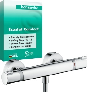 Termostat de dus hansgrohe Ecostat Comfort, crom, cu SafetyStop, pentru 1 consumator