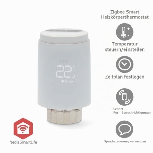 Termostat inteligent pentru calorifere Nedis Zigbee 3.0, cu LED, baterie - Img 2