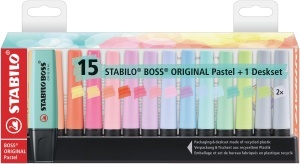 Textmarker STABILO BOSS ORIGINAL Pastel, 14 culori, tehnologie anti-uscare - Img 2