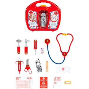 Theo Klein 4350 Husa pentru medic cu telefon mobil | Carcasa robusta cu stetoscop, seringa si multe altele |Jucarii pentru copii de la 3 ani - Img 2