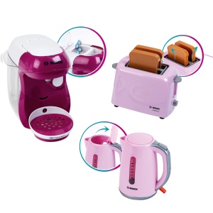 Theo Klein 9597 Bosch Set mic dejun I Set accesorii de bucatarie roz cu prajitor de paine, aparat de cafea si ceainic I cu vesela, tacamuri si oua fals I Jucarii pentru copii de la 3 ani - Img 3