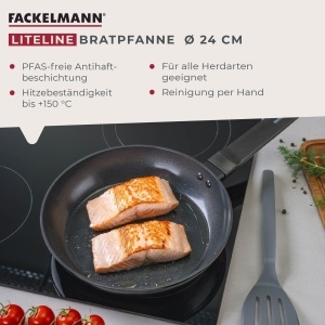 Tigaie antiaderenta FACKELMANN Liteline 24 cm, PFAS-free, ergonomica - Img 2