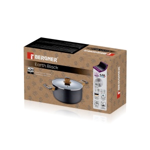 Tigaie BERGNER Earth Black 20 cm din aluminiu cu manere ergonomice, gri - Img 6