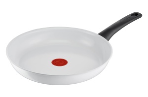 Tigaie ceramica Tefal Ceramic Control 28 cm, inductie, alba, cu indicator temperatura