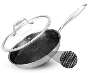 Tigaie din inox NutriChef 25 cm cu capac, antiaderenta, inductie