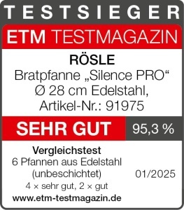 Tigaie din otel inoxidabil ROSLE SILENCE PRO, 28 cm, cu maner din silicon - Img 6
